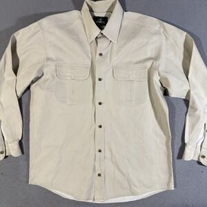 Red Head Shirt Mens Medium Long Sleeve Button Front Two Pocket Cotton Hunting